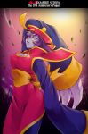  blue_skin capcom chinadress claws darkstalkers hat hsien-ko lei_lei lips solo yellow_eyes 