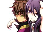  black_eyes black_hair green_eyes kari_(hotaru_kago) long_hair male multiple_boys raven smile tales_of_(series) tales_of_vesperia yuri_lowell 