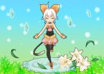  cat_tail closed_eyes crystal final_fantasy final_fantasy_crystal_chronicles flower himeko_(pixiv) pantyhose pink_hair sherlotta tail 