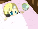  bad_id bed bed_sheet blonde_hair blue_eyes blush erica_hartmann flat_chest loli multicolored_hair sick strike_witches water youjpnq 