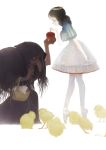  apple bird chick chicken fingernails food fruit gothic_lolita grimm's_fairy_tales highres holding holding_fruit lolita_fashion long_fingernails long_nail matayoshi old_woman pantyhose snow_white snow_white_(grimm) snow_white_and_the_seven_dwarfs white_legwear witch worm worms 