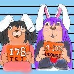  bunny_ears inaba_tewi lowres mugshot oekaki parody rabbit_ears reisen_udongein_inaba safety_pin touhou usavich 