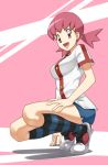  bad_id biwa_(kt) gonoike_biwa gym_leader happy legs nintendo pokemon pokemon_(game) pokemon_gsc red_hair redhead smile socks squat squatting striped striped_socks twintails 