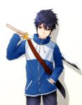  1boy black_hair blue_eyes hiraga_saito male short_hair sugino_souichi sword weapon zero_no_tsukaima 