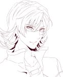 1boy barnaby_brooks_jr face glasses highres light_smile lineart male masa-hiro monochrome simple_background solo tiger_&amp;_bunny white_background 