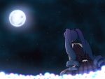  1girl from_behind full_moon hatsune_miku long_hair moon shirosato sky solo star_(sky) starry_sky twintails very_long_hair vocaloid 