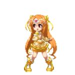  1girl animated animated_gif brown_hair child cure_muse_(yellow) fighting_stance long_hair lowres magical_girl pixel_art precure red_eyes shirabe_ako solo suite_precure takoyaki_neko-san 