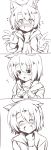  1girl absurdres ahoge animal_ears blush cat_ears closed_eyes dodome-iro_mayonnaise highres looking_at_viewer monochrome open_mouth original sharon_(dodomayo) short_hair solo tears 