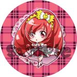  1girl blush chibi cure_ace dokidoki!_precure lipstick long_hair lovelabo makeup outstretched_arms outstretched_hand precure red_eyes redhead sample solo 