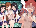  4girls black_hair blue_eyes brown_eyes brown_hair flower food hitsukuya ice_cream long_hair misaka_mikoto multiple_girls saten_ruiko school_uniform serafuku shirai_kuroko short_hair sweater_vest to_aru_kagaku_no_railgun to_aru_majutsu_no_index twintails uiharu_kazari 