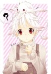  1boy :&lt; ? asuka_kiiro karneval male nai_(karneval) niji_(karneval) overalls red_eyes sweater white_hair 