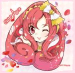  1girl bow character_name copyright_name cure_ace dokidoki!_precure hair_bow long_hair magical_girl precure red_eyes redhead smile solo wink yukinami_(paru26i) 