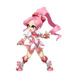  1girl animated animated_gif cure_blossom fighting_stance heartcatch_precure! long_hair lowres magical_girl pink_eyes pink_hair pixel_art ponytail precure solo takoyaki_neko-san 