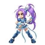  1girl animated animated_gif cure_beat fighting_stance guitar instrument long_hair lowres magical_girl pixel_art precure purple_hair seiren_(suite_precure) side_ponytail solo suite_precure takoyaki_neko-san 