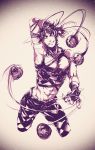  1boy bola_(weapon) crop_top fingerless_gloves gloves jk17171 jojo_no_kimyou_na_bouken joseph_joestar_(young) midriff monochrome purple solo vignetting 