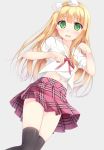  1girl azuki_azusa blonde_hair green_eyes hentai_ouji_to_warawanai_neko long_hair paw_pose school_uniform sena_chifuyu 
