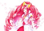  1girl chiyo_(rotsurechiriha) cure_ace dokidoki!_precure lipstick long_hair makeup petals precure red_eyes redhead simple_background solo white_background 