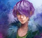  1boy blue_eyes fur_trim garry_(ib) ib karimero_(calimer0) purple_hair solo 