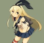  1girl blonde_hair grey_eyes kantai_collection long_hair shimakaze_(kantai_collection) skirt solo thighhighs underwear 