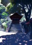 akibakeisena highres no_humans original shadow shrine statue tree 