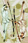  2boys axis_powers_hetalia black_hair highres japan_(hetalia) katana multiple_boys rotational_symmetry sword watikosan weapon 