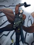  1boy bullet dante devil_may_cry dual_wielding ebony_&amp;_ivory gun long_coat solo watikosan weapon white_hair 