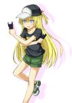  1girl baseball_cap blonde_hair blue_eyes blush genshiken gottsu hat long_hair solo susanna_hopkins taser 