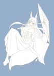  1girl absurdres animal_ears breasts fox_ears highres kagerou_(shadowmage) lineart long_hair monochrome original parasol simple_background solo umbrella 