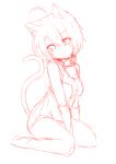  1girl absurdres animal_ears breasts cat_ears cat_tail dodome-iro_mayonnaise highres monochrome original sharon_(dodomayo) short_hair simple_background sitting sketch solo tail white_background 