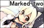  1girl bare_shoulders beauty_love blush brown_eyes circle_cut hairband kantai_collection long_hair looking_at_viewer open_mouth personification shimakaze_(kantai_collection) smile solo sweat white_hair 