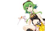  1girl exit_tunes fujima_takuya glasses green_eyes green_hair gumi highres instrument short_hair vocaloid white_background 