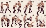  2boys bangoul boots brown_hair derivative_work eren_jaeger headbutt jacket kicking kneeing levi_(shingeki_no_kyojin) male multiple_boys shingeki_no_kyojin short_hair step_by_step 
