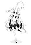  1girl crowbar haiyore!_nyaruko-san kouji_(campus_life) long_hair monochrome nyarlathotep_(nyaruko-san) solo thighhighs 