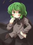  1girl alternate_color antennae blush cape gaoo_(frpjx283) green_eyes green_hair hand_on_hip highres solo touhou wriggle_nightbug 
