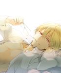  blonde_hair fate/stay_night fate_(series) gilgamesh glasses holding holding_glasses kuroemon open_clothes open_shirt red_eyes 