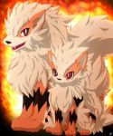  arcanine fangs fire fur growlithe highres no_humans pokemon pokemon_(creature) red_eyes shiongaze 