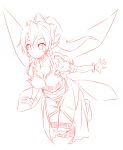  1girl breasts fairy_wings highres lineart monochrome n.fox simple_background smile solo sword_art_online white_background wings 