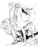  2boys enkidu_(fate/strange_fake) fate/strange_fake fate/zero fate_(series) gilgamesh kuroemon lion multiple_boys toga 
