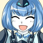  1girl blue_hair closed_eyes facing_viewer genderswap league_of_legends nam_(valckiry) open_mouth short_hair smile solo xerath 