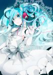  1girl aqua_eyes aqua_hair bati15 dress elbow_gloves gloves hatsune_miku headphones long_hair solo twintails vocaloid 