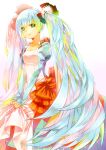  1girl blue_hair dress green_eyes hatsune_miku highres long_hair looking_at_viewer mutsugoro solo twintails very_long_hair vocaloid 