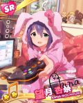  1girl :d animal_ears blush character_name character_request controller game_controller hoodie idolmaster idolmaster_million_live! looking_at_viewer mochizuki_anna official_art open_mouth rabbit_ears smile tekken 