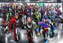  absurdres armor bodysuit driver_(kamen_rider) everyone highres kamen_rider kamen_rider_(1st_series) kamen_rider_01_(series) kamen_rider_1 kamen_rider_1_(shin) kamen_rider_2 kamen_rider_555 kamen_rider_agito kamen_rider_agito_(series) kamen_rider_amazon kamen_rider_amazon_(series) kamen_rider_amazon_alpha kamen_rider_amazon_omega kamen_rider_amazons kamen_rider_black kamen_rider_black_(series) kamen_rider_black_rx kamen_rider_black_rx_(series) kamen_rider_black_sun kamen_rider_black_sun_(character) kamen_rider_blade kamen_rider_blade_(series) kamen_rider_build kamen_rider_build_(series) kamen_rider_dcd kamen_rider_decade kamen_rider_den-o kamen_rider_den-o_(series) kamen_rider_den-o_(sword_form) kamen_rider_double kamen_rider_drive kamen_rider_drive_(series) kamen_rider_ex-aid kamen_rider_ex-aid_(series) kamen_rider_faiz kamen_rider_fourze kamen_rider_fourze_(series) kamen_rider_gaim kamen_rider_gaim_(series) kamen_rider_gavv kamen_rider_gavv_(series) kamen_rider_geats kamen_rider_geats_(series) kamen_rider_ghost kamen_rider_ghost_(series) kamen_rider_gotchard kamen_rider_gotchard_(series) kamen_rider_hibiki kamen_rider_hibiki_(series) kamen_rider_j kamen_rider_j_(movie) kamen_rider_kabuto kamen_rider_kabuto_(series) kamen_rider_kiva kamen_rider_kiva_(series) kamen_rider_kuuga kamen_rider_kuuga_(series) kamen_rider_ooo kamen_rider_ooo_(series) kamen_rider_revi kamen_rider_revice kamen_rider_ryuki kamen_rider_ryuki_(series) kamen_rider_saber kamen_rider_saber_(series) kamen_rider_shin kamen_rider_stronger kamen_rider_stronger_(series) kamen_rider_super-1 kamen_rider_super-1_(series) kamen_rider_the_first kamen_rider_v3 kamen_rider_v3_(series) kamen_rider_vice kamen_rider_w kamen_rider_wizard kamen_rider_wizard_(series) kamen_rider_x kamen_rider_x_(series) kamen_rider_zero-one kamen_rider_zi-o kamen_rider_zi-o_(series) kamen_rider_zo kamen_rider_zx masukudo_(hamamoto_hikaru) multiple_boys new_kamen_rider rider_belt riderman shin_kamen_rider shin_kamen_rider_prologue skyrider tokusatsu 