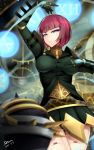  1girl arm_up ball blue_eyes breasts clock dean doll_joints gears gloves highres league_of_legends orianna_reveck pink_hair short_hair solo 
