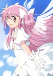  gloves goddess_madoka kaname_madoka long_hair mahou_shoujo_madoka_magica nakasawa_kei pink_eyes pink_hair twintails wings 