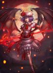 bat_wings blue_hair highres moon red_eyes red_moon remilia_scarlet solo spear_the_gungnir tagme touhou wings zamboze 
