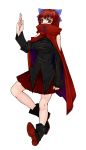  1girl aoshima boots bow breasts cape detached_sleeves hair_bow high_collar highres large_breasts long_sleeves red_eyes redhead sekibanki short_hair skirt solo taut_clothes touhou 
