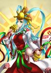  1girl aqua_hair fi-san green_eyes hat highres long_hair puzzle_&amp;_dragons solo 