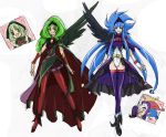  1boy 3girls adapted_costume alternate_costume bad_end_beauty bad_end_march bad_end_precure belt blue_eyes blue_hair boots concept_art corruption dark_persona double_v fingerless_gloves gloves green_eyes green_hair hair_ornament hair_tubes happy harlequin joker_(smile_precure!) long_hair looking_at_viewer majorina mask multiple_girls open_mouth ponytail precure purple_legwear red_legwear ribbon shirt simple_background sketch skirt smile_precure! uiuihatimitu v very_long_hair white_background wings 
