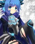  armor blue_eyes blue_hair cardfight!!_vanguard cosplay darkness_maiden_macha genderswap headdress looking_at_viewer miniskirt sendou_aichi shadow_paladin thigh_boots thigh_highs vanguard_ride 